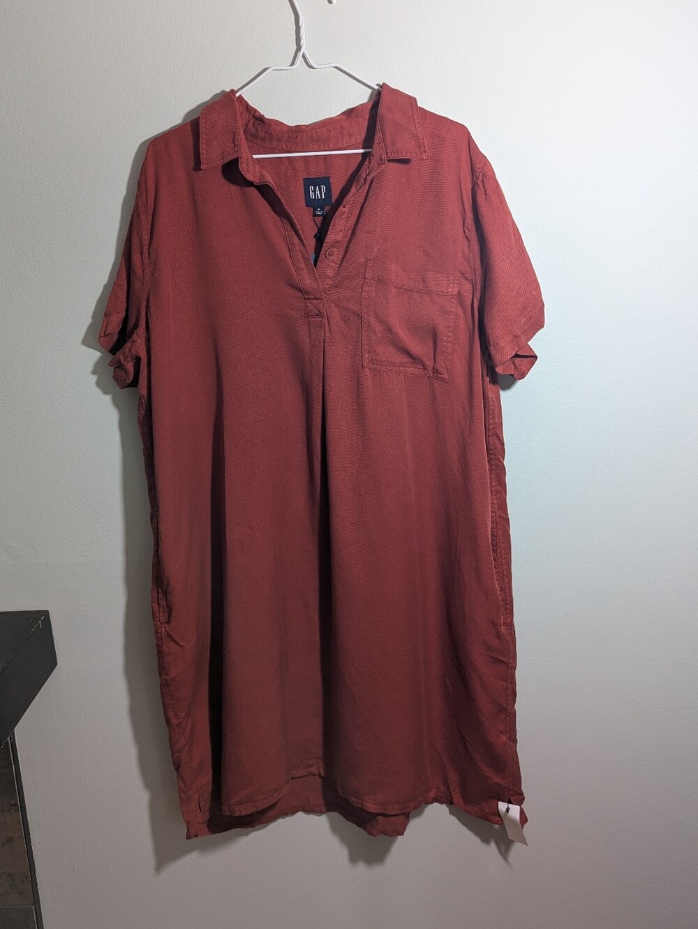 NEW GAP Tencel Lyocell Shirt Dress Pockets Chili Oil Terra Cotta Size XL NWT